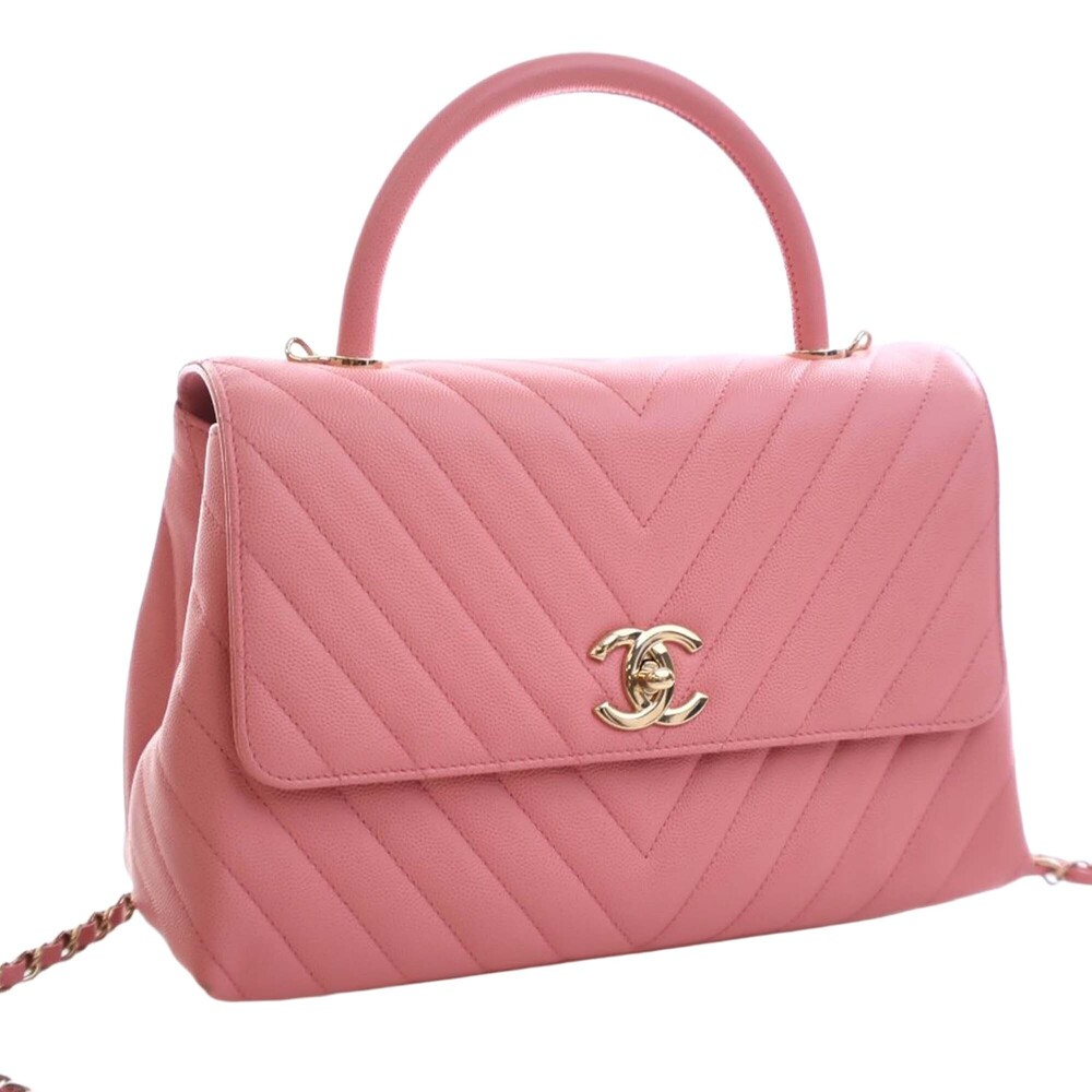 Pre-Loved Chanel Small Caviar Chevron Coco Top Handle Bag - Picture 2 of 12